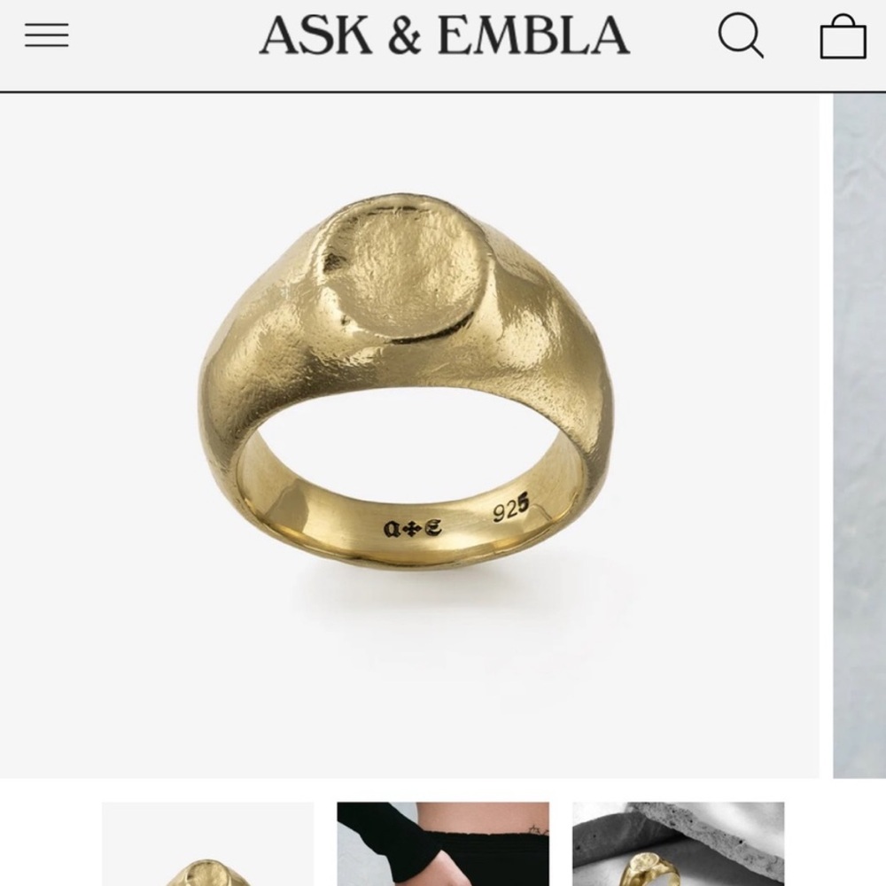 925 silver signet gold ring. size 10. BRAND NEW IN BOX